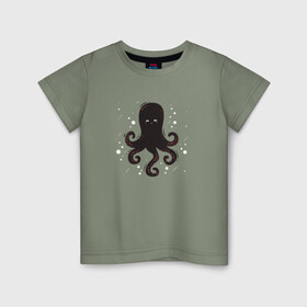 Детская футболка хлопок с принтом Осьминог каваи , 100% хлопок | круглый вырез горловины, полуприлегающий силуэт, длина до линии бедер | cute | octopus | милый | морское | осьминог | осьминожка | паттерн | тентакли | щупальца