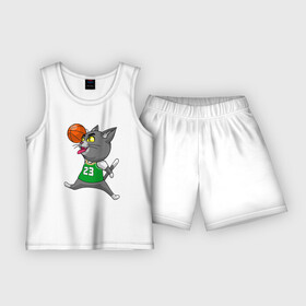 Детская пижама с шортами хлопок с принтом Jordan Cat ,  |  | basketball | cat | game | jordan | nba | sport | streetball | баскетбол | баскетболист | джордан | игра | игрок | кот | котик | кошка | мяч | нба | спорт | стритбол | тренер