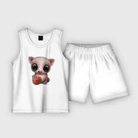 Детская пижама с шортами хлопок с принтом Свинка  Баскетбол ,  |  | basketball | game | nba | pig | sport | streetball | баскетбол | баскетболист | животные | игра | игрок | мяч | нба | свинья | спорт | стритбол | тренер