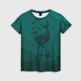 Женская футболка 3D с принтом Русалка , 100% полиэфир ( синтетическое хлопкоподобное полотно) | прямой крой, круглый вырез горловины, длина до линии бедер | flowers | mermaid | морская | русалка | русалочка | ундина | цветы