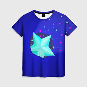 Женская футболка 3D с принтом Счастливая звезда , 100% полиэфир ( синтетическое хлопкоподобное полотно) | прямой крой, круглый вырез горловины, длина до линии бедер | галактика | звезда | иллюстрация | космос | небесное тело