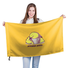 Флаг 3D с принтом Pikachu morning mood , 100% полиэстер | плотность ткани — 95 г/м2, размер — 67 х 109 см. Принт наносится с одной стороны | morning | pikachu | pokemon | кофе | настроение | пикачу | покемон | утро