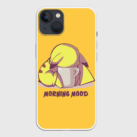 Чехол для iPhone 13 с принтом Pikachu morning mood ,  |  | morning | pikachu | pokemon | кофе | настроение | пикачу | покемон | утро