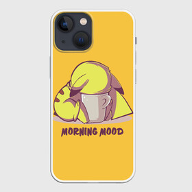 Чехол для iPhone 13 mini с принтом Pikachu morning mood ,  |  | morning | pikachu | pokemon | кофе | настроение | пикачу | покемон | утро