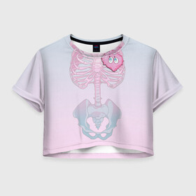 Женская футболка Crop-top 3D с принтом Yumemi Riamu (Риаму Юмэми) , 100% полиэстер | круглая горловина, длина футболки до линии талии, рукава с отворотами | anime | yumemi riamu | аниме | девушки золушки | риаму юмэми | сердце | скелет | хэллоуин
