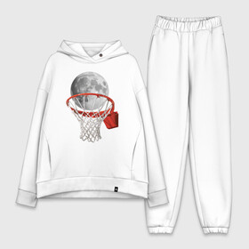 Женский костюм хлопок Oversize с принтом Planet basketball ,  |  | basketball | game | nba | sport | streetball | баскетбол | баскетболист | игра | игрок | космос | мяч | нба | планета | спорт | стритбол | тренер