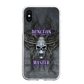 Чехол для iPhone XS Max матовый с принтом DM Dungeon Master SKULL , Силикон | Область печати: задняя сторона чехла, без боковых панелей | dd | dm | dungeon master | dungeons and dragons | skull | днд | мастер подземелий | подземелья и драконы