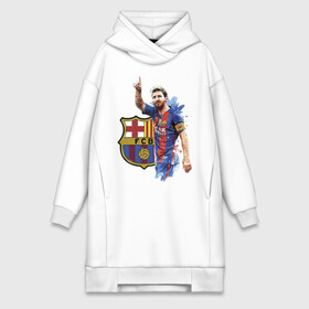 Платье-худи хлопок с принтом Lionel Messi, Barcelona ,  |  | barcelona | football | forward | messi | star | барселона | звезда | месси | нападающий | форвард | футбол