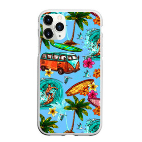 Чехол для iPhone 11 Pro Max матовый с принтом Пальмы волны серфинг , Силикон |  | Тематика изображения на принте: beach | club | palm | party | sea | summer | tropical | волна | волны | жара | летние | лето | море | очки | пальмы | пляж | серф | серфинг | тропический