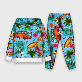 Детский костюм 3D (с толстовкой) с принтом Пальмы, волны, серфинг ,  |  | beach | club | palm | party | sea | summer | tropical | волна | волны | жара | летние | лето | море | очки | пальмы | пляж | серф | серфинг | тропический