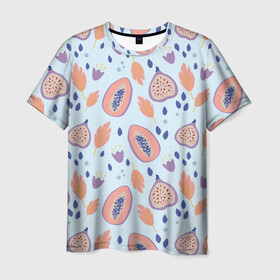 Мужская футболка 3D с принтом Папайя , 100% полиэфир | прямой крой, круглый вырез горловины, длина до линии бедер | Тематика изображения на принте: papaya | морская | папайя | паттерн | с папаем | фрукт