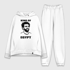 Женский костюм хлопок Oversize с принтом KING OF EGYPT ,  |  | basel | champion | chelsea | fifa | lfc | liverpool | mo salah | mohamed salah | mokawloon | roma | soccer | uefa | базель | египет | ливерпуль | лига чемпионов | лфк | мокавлун | мохаммед салах | рома | уефа | фифа | футбол