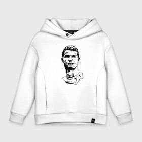 Детское худи Oversize хлопок с принтом Ronaldo   Manchester United   Portugal , френч-терри — 70% хлопок, 30% полиэстер. Мягкий теплый начес внутри —100% хлопок | боковые карманы, эластичные манжеты и нижняя кромка, капюшон на магнитной кнопке | Тематика изображения на принте: football | forward | ronaldo | star | звезда | роналдо | форвард | футбол