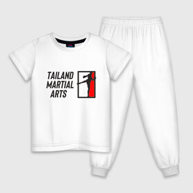 Детская пижама хлопок с принтом MUAY THAI (двусторонняя) , 100% хлопок |  брюки и футболка прямого кроя, без карманов, на брюках мягкая резинка на поясе и по низу штанин
 | Тематика изображения на принте: boxing | fight night | kikcboxing | mma | muay thai | муай тай | тайский бокс