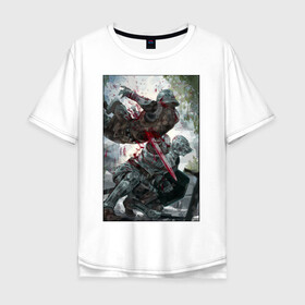 Мужская футболка хлопок Oversize с принтом Dark Souls воины , 100% хлопок | свободный крой, круглый ворот, “спинка” длиннее передней части | dark souls | fantasy | iron | warrior | бойцы | в доспехах | крестоносцы | фентези