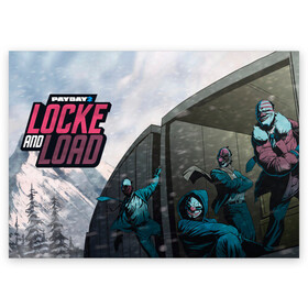 Поздравительная открытка с принтом Locke and load , 100% бумага | плотность бумаги 280 г/м2, матовая, на обратной стороне линовка и место для марки
 | game | games | pay day | payday | бандиты | грабители | зфн вфн | игра | игры | пэй дэй