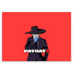 Поздравительная открытка с принтом Чумной Pay Day 2 , 100% бумага | плотность бумаги 280 г/м2, матовая, на обратной стороне линовка и место для марки
 | game | games | pay day | payday | бандиты | грабители | зфн вфн | игра | игры | пэй дэй