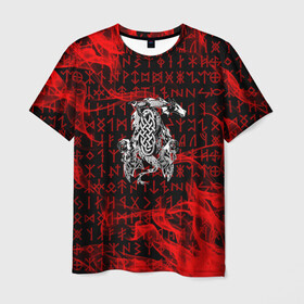 Мужская футболка 3D с принтом Кельтский дракон , 100% полиэфир | прямой крой, круглый вырез горловины, длина до линии бедер | веды | дракон | древнеиндийский | кельтский | махабхарата | руны | символы | славянские | эпос