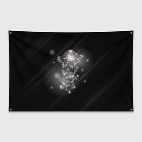 Флаг-баннер с принтом Медуза на черном , 100% полиэстер | размер 67 х 109 см, плотность ткани — 95 г/м2; по краям флага есть четыре люверса для крепления | jellyfish | medusa | жители | медуза | медузы | морские | океан