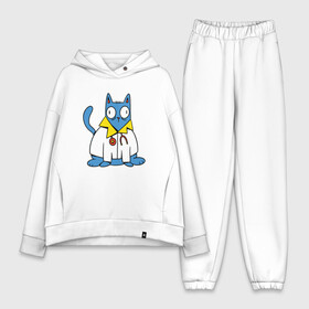 Женский костюм хлопок Oversize с принтом Кот Врач Cat Doctor | Trust me ,  |  | cat | cat merch | kitten | kitty | medic | trust me im doctor | wise cat | верь мне я доктор | врачеватель | доверие | доктор | киса | кот в халате | котёнок | котик | коты мерч | кошка | медик | медсестра | смешной кот | терапевт