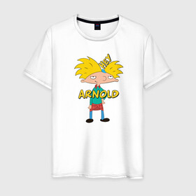 Мужская футболка хлопок с принтом Hey Arnold! , 100% хлопок | прямой крой, круглый вырез горловины, длина до линии бедер, слегка спущенное плечо. | arnold | hey | hey arnold | арнольд | эй арнольд