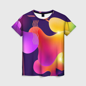 Женская футболка 3D с принтом Rainbow T-Shirt , 100% полиэфир ( синтетическое хлопкоподобное полотно) | прямой крой, круглый вырез горловины, длина до линии бедер | colorful | rainbow | градиент | иллюстрация | линии