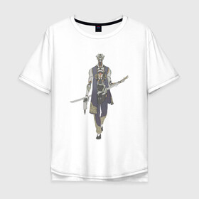 Мужская футболка хлопок Oversize с принтом Робот воин , 100% хлопок | свободный крой, круглый ворот, “спинка” длиннее передней части | арт | воин | демон | ёкай | катана | китай | рисунок | робот | рога | самурай | стимпанк | япония