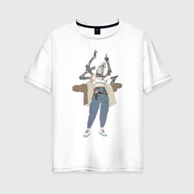 Женская футболка хлопок Oversize с принтом Шива , 100% хлопок | свободный крой, круглый ворот, спущенный рукав, длина до линии бедер
 | арт | богиня | воин | демон | ёкай | кибер руки | китай | рисунок | рога | руки | руки робота | самурай | современный бог | шива | япония
