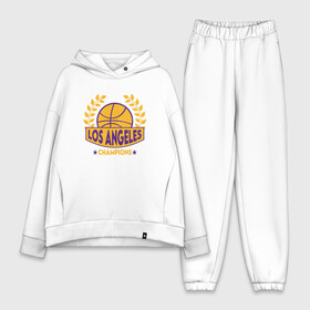 Женский костюм хлопок Oversize с принтом Los Angeles Champions ,  |  | basketball | bryant | game | james | kobe | lakers | lebron | los angeles | nba | sport | streetball | баскетбол | баскетболист | брайант | джеймс | игра | игрок | коби | леброн | лейкерс | лос анджелес | мяч | нба | спорт | стритбол