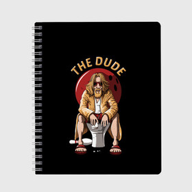 Тетрадь с принтом THE DUDE (Big Lebowski) , 100% бумага | 48 листов, плотность листов — 60 г/м2, плотность картонной обложки — 250 г/м2. Листы скреплены сбоку удобной пружинной спиралью. Уголки страниц и обложки скругленные. Цвет линий — светло-серый
 | abide | big | dude | jeff | lebowski | the | большой | лебовски | фильм | чувак