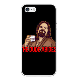 Чехол для iPhone 5/5S матовый с принтом The Dude Abides (Lebowski) , Силикон | Область печати: задняя сторона чехла, без боковых панелей | abide | big | dude | jeff | lebowski | the | большой | лебовски | фильм | чувак