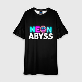 Детское платье 3D с принтом Neon Abyss , 100% полиэстер | прямой силуэт, чуть расширенный к низу. Круглая горловина, на рукавах — воланы | Тематика изображения на принте: abyss | game | neon | абис | аид | бездна | игра | мрачный отряд | неон эбесс | эбис