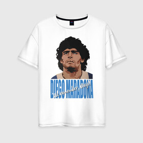 Женская футболка хлопок Oversize с принтом Мы помним Диего! , 100% хлопок | свободный крой, круглый ворот, спущенный рукав, длина до линии бедер
 | argentina | celebrity | diego maradona | football | forward | star | аргентина | диего марадона | звезда | знаменитость | форвард | футбол