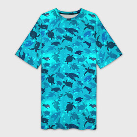 Платье-футболка 3D с принтом Черепашки ,  |  | животные | море | морская | морские | черепаха | черепахи | черепашка | черепашки