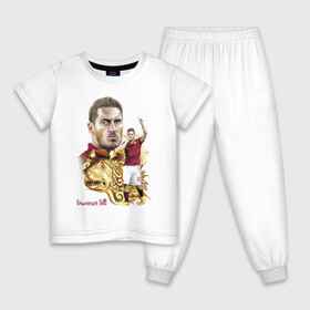 Детская пижама хлопок с принтом Francesco Totti Roma , 100% хлопок |  брюки и футболка прямого кроя, без карманов, на брюках мягкая резинка на поясе и по низу штанин
 | football | legend | lion | roma | totti | италия | лев | легенда | тотти | футбол