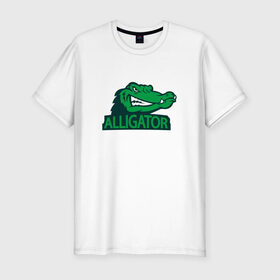 Мужская футболка хлопок Slim с принтом Аллигатор , 92% хлопок, 8% лайкра | приталенный силуэт, круглый вырез ворота, длина до линии бедра, короткий рукав | Тематика изображения на принте: alligator | crocodile | reptile | аллигатор | крокодил | крокодильчик