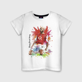 Детская футболка хлопок с принтом Thierry Daniel Henry , 100% хлопок | круглый вырез горловины, полуприлегающий силуэт, длина до линии бедер | england | football | forward | thierry daniel henry | англия | анри | форвард | футбол