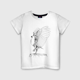 Детская футболка хлопок с принтом Орел расправил крылья , 100% хлопок | круглый вырез горловины, полуприлегающий силуэт, длина до линии бедер | Тематика изображения на принте: гордость | крылья | могущество | орел | птица | тату