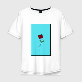 Мужская футболка хлопок Oversize с принтом Одинокая роза , 100% хлопок | свободный крой, круглый ворот, “спинка” длиннее передней части | rose | колючая проволока | колючки | роза | шипы