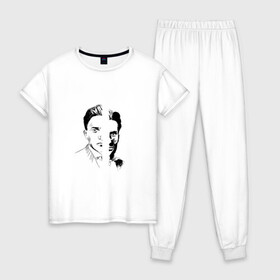 Женская пижама хлопок с принтом Маяковский , 100% хлопок | брюки и футболка прямого кроя, без карманов, на брюках мягкая резинка на поясе и по низу штанин | звезды | любовь | маяковский | небо | поэзия | цитаты