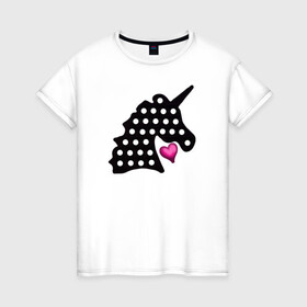 Женская футболка хлопок с принтом Единорог, сердце, поп-ит , 100% хлопок | прямой крой, круглый вырез горловины, длина до линии бедер, слегка спущенное плечо | pop it | simple dimple | unicorn | единорог | поп ит | симпл димпл