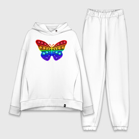 Женский костюм хлопок Oversize с принтом Бабочка, радуга, поп ит ,  |  | butterfly | pop it | rainbow | simple dimple | бабочка | поп ит | радуга | симпл димпл