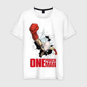 Мужская футболка хлопок с принтом ONE-PUNCH MAN , 100% хлопок | прямой крой, круглый вырез горловины, длина до линии бедер, слегка спущенное плечо. | anime | fight | hammer | japan | man | manga | ninja | one | punch | saitama | аниме | боец | кулак | манга | мультфильм | ниндзя | сайтама | япония