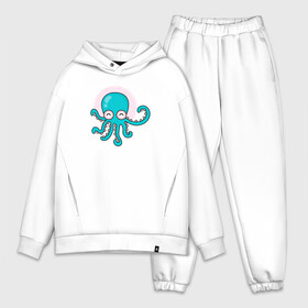 Мужской костюм хлопок OVERSIZE с принтом Осьминог ,  |  | cute | octopus | милый | морское | осьминог | осьминожка | паттерн | тентакли | щупальца