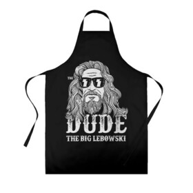 Фартук 3D с принтом Dude the Big Lebowski , 100% полиэстер | общий размер — 65 х 85 см, ширина нагрудника — 26 см, горловина — 53 см, длина завязок — 54 см, общий обхват в поясе — 173 см. Принт на завязках и на горловине наносится с двух сторон, на основной части фартука — только с внешней стороны | dude | jeff bridges | the big lebowski | блики | большой лебовский | джефф бриджес | молния | фильм | чувак