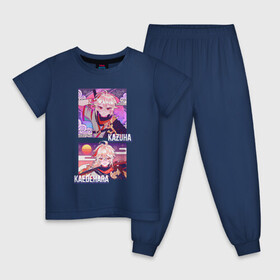 Детская пижама хлопок с принтом Kazuha Kaedehara , 100% хлопок |  брюки и футболка прямого кроя, без карманов, на брюках мягкая резинка на поясе и по низу штанин
 | Тематика изображения на принте: amber | anime | genshin impact | girl | jean | lisa | paimon | zelda | аниме | геншен импакт | геншин импакт | геншин эмпакт | девушка | лиза | паймон | пеймон | тян | эмбер | эмбир