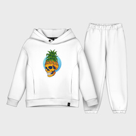 Детский костюм хлопок Oversize с принтом Череп   ананас ,  |  | ананас | прикол | прикольные | фрукт | череп