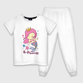 Детская пижама хлопок с принтом Маленькая принцесса русалочка , 100% хлопок |  брюки и футболка прямого кроя, без карманов, на брюках мягкая резинка на поясе и по низу штанин
 | Тематика изображения на принте: девочка | любовь | море | морские звезды | океан | русалка | русалочка | сердечки