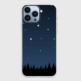 Чехол для iPhone 13 Pro Max с принтом Ночное небо ,  |  | дерево | деревья | ель | звезда | звёздное небо | звёзды | космос | лес | небо | ночное небо | ночной | ночь | прикольный | простой | рисунок | сосна | таинственный | темнота | темный