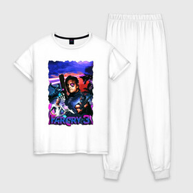 Женская пижама хлопок с принтом Far Cry 3: Blood Dragon , 100% хлопок | брюки и футболка прямого кроя, без карманов, на брюках мягкая резинка на поясе и по низу штанин | Тематика изображения на принте: bloodragon | farcry | fc 5 | fc5 | фар край